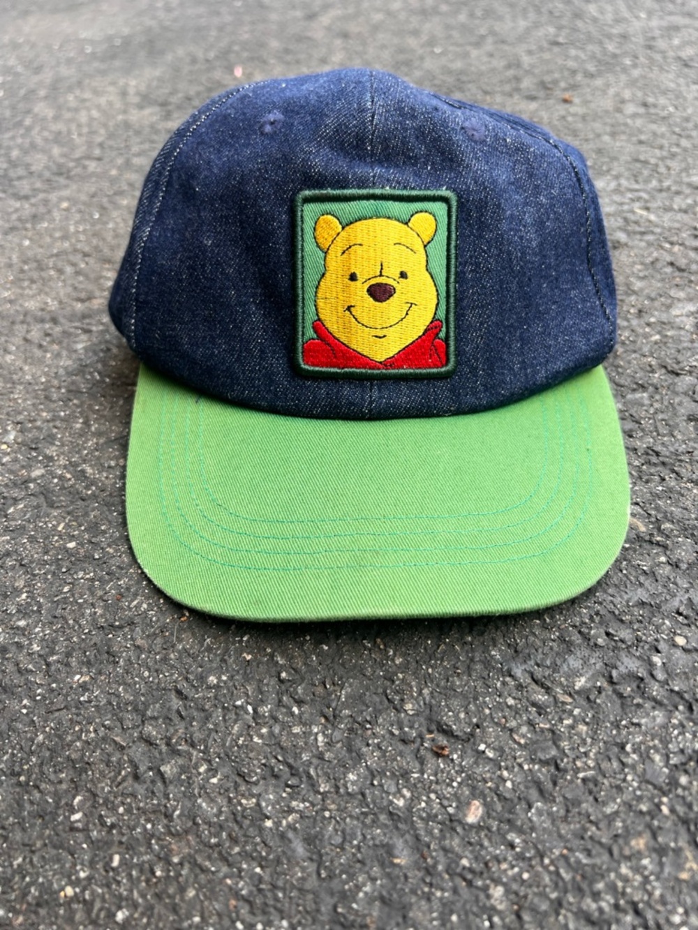 Vintage 90s Winnie The Pooh Denim & Green  Patch Cap